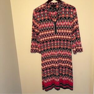 LAUNDRY by Shelli Segal Blue Pink Multi Print 3/4 Sleeve Sheath Dress Medium